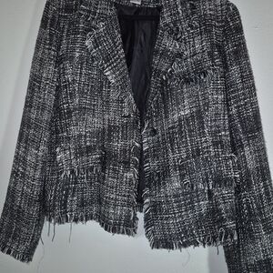 Newport News Black and White Tweed Blazer